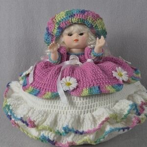 Handmade Crochet Bed Doll – Pink & White – Vintage Style “Twinkle Star” – New